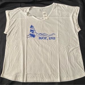 Style & Co Plus Womens  Buoy, Bye! Graphic T-Shirt Size 2X